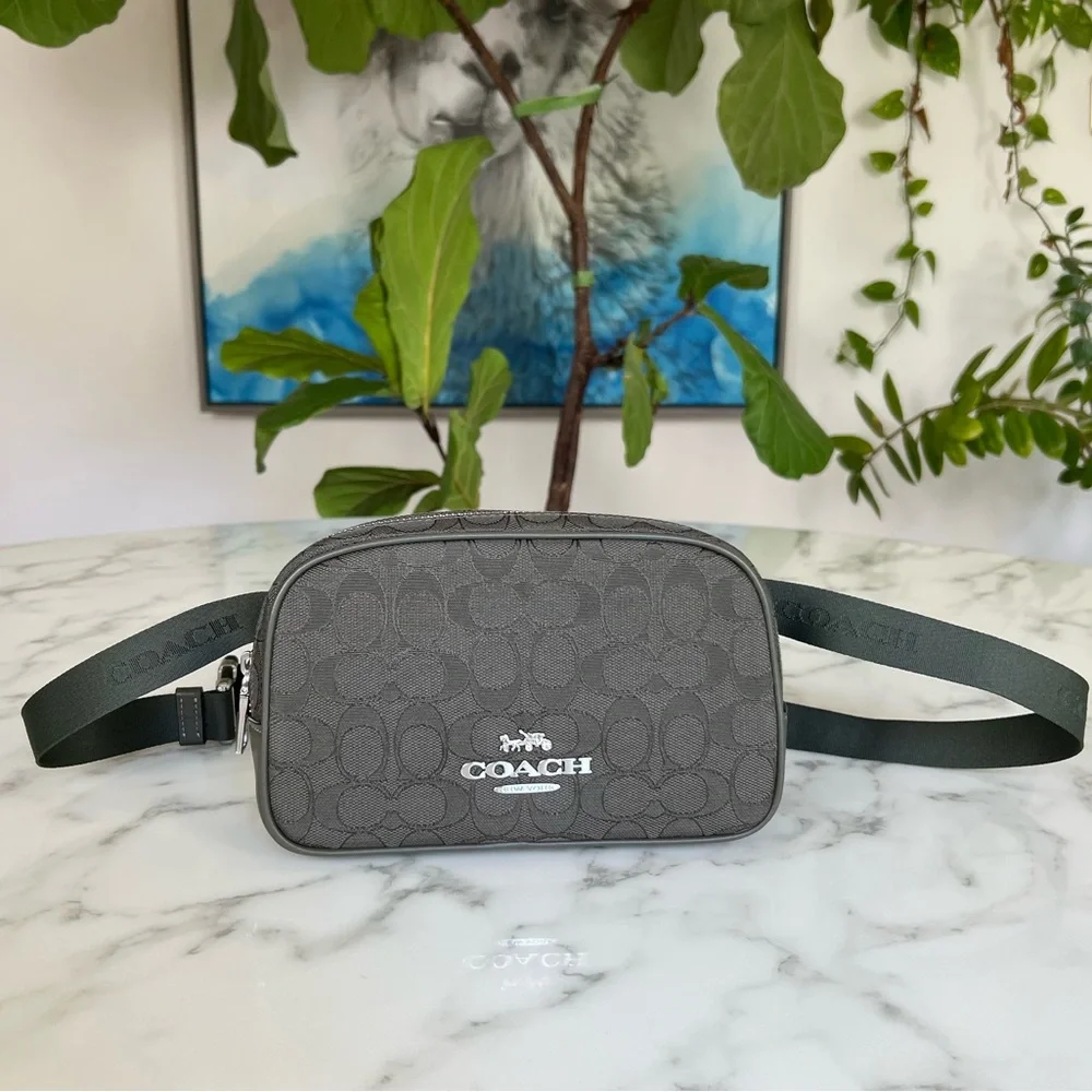 Coach Pace Belt Bag In Signature Jacquard Olive Drab Green Crossbody CT860